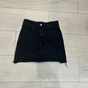 Black mini denim skirt